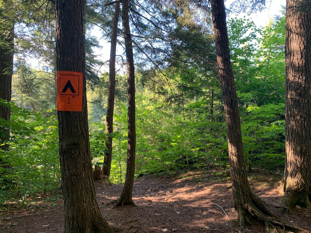 Campsite sign at Ramona Lake on the Western Uplands Backpacking Trail in Algonquin Provincial Park