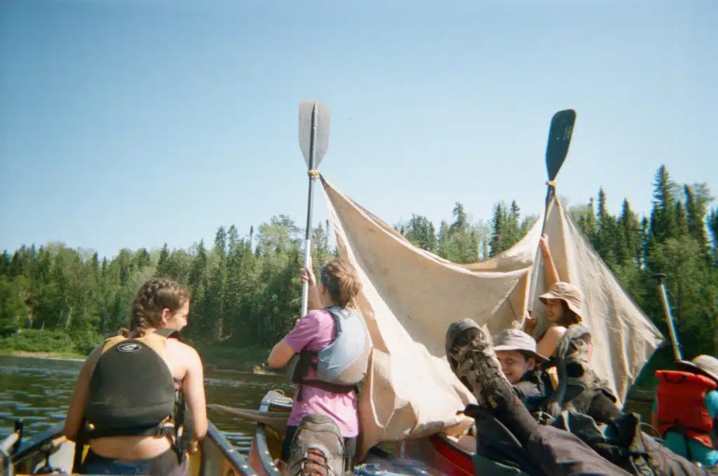Group on a sailing trip in Missinaibi River
