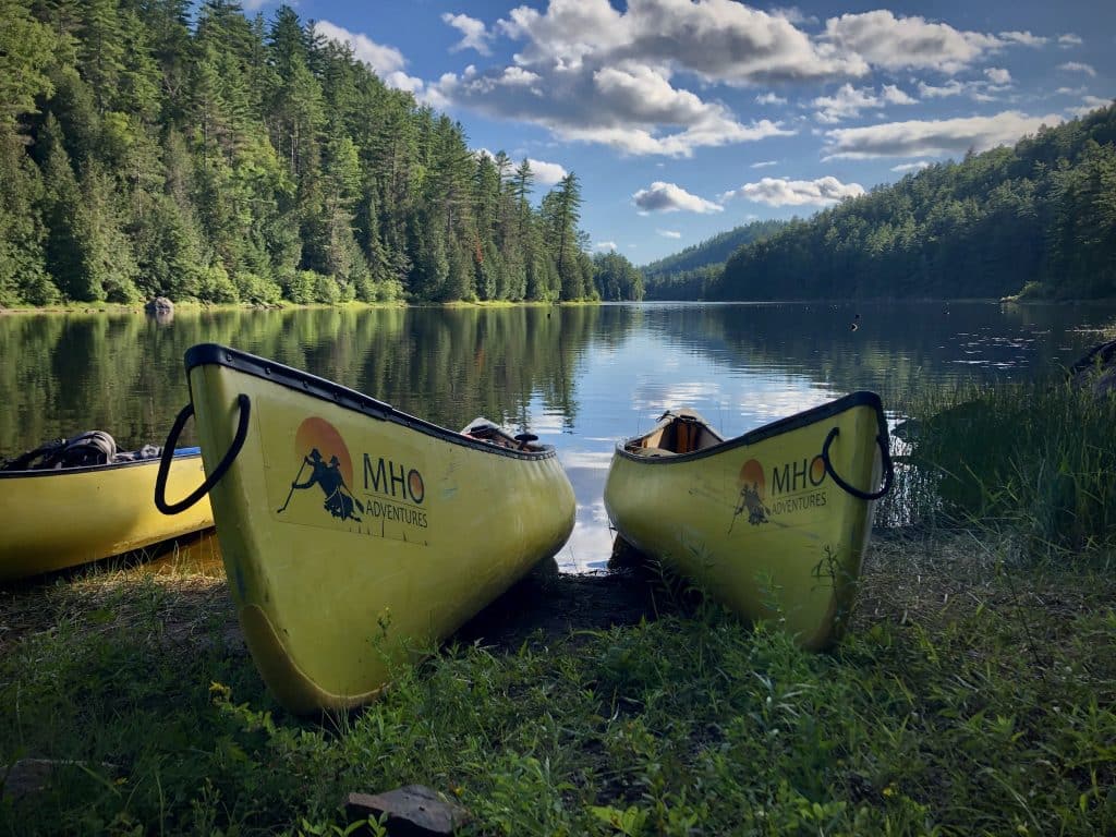 Canoes at first campsite