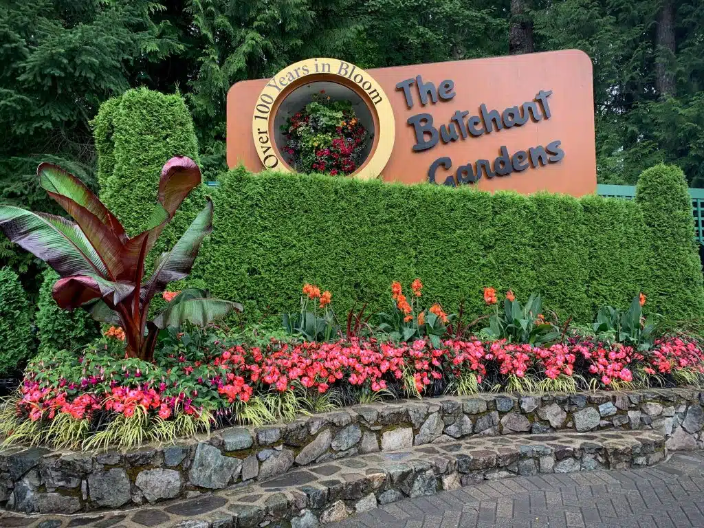 Entrance sign to Butchart Gardens, best things to do in Victoria BC