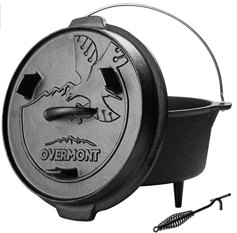 Overmont Camp Dutch Oven Pre Seasoned Cast Iron