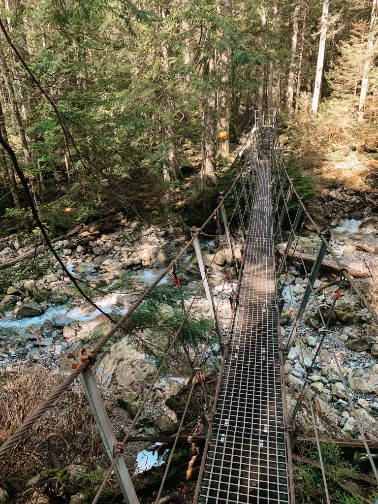 Suspension bridge near Norvan Falls north of Vancouver