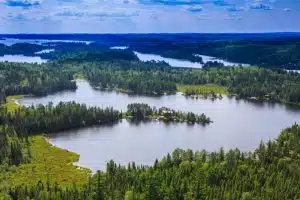 Ariel shot of beautiful Temagami canoe routes